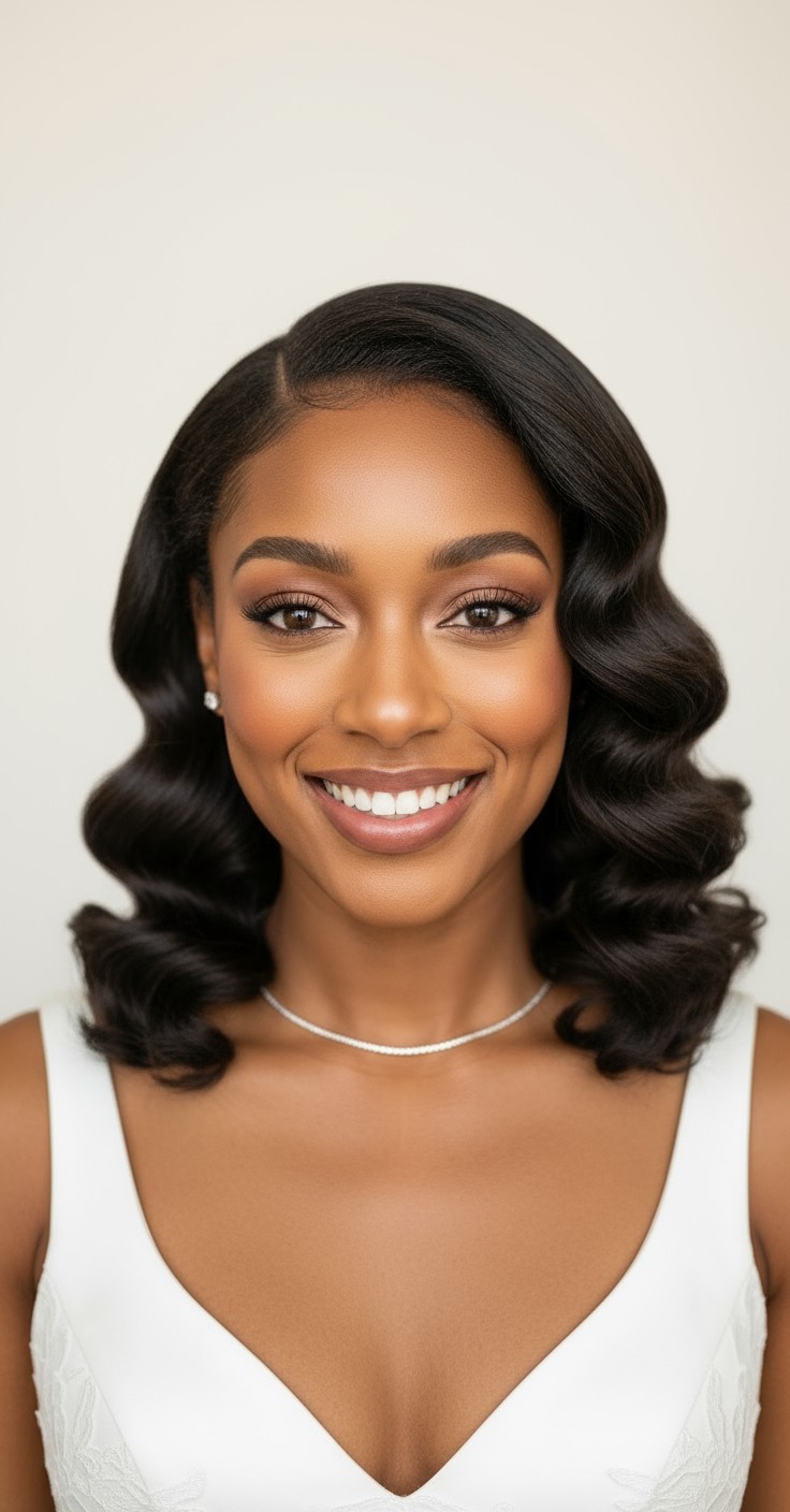 After Hollywood Waves Wedding Hair